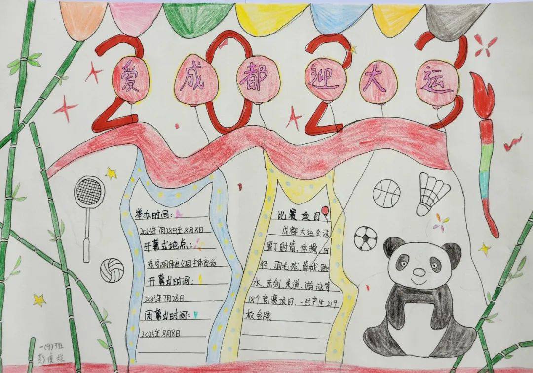 “爱成都 迎大运”成都大运会手抄报图片一年级