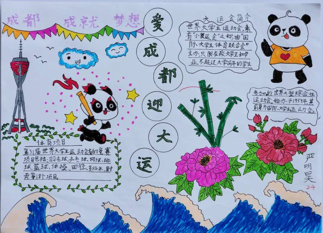 “爱成都 迎大运”成都大运会手抄报图片二年级（12p）