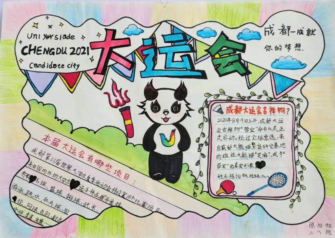 “爱成都 迎大运”成都大运会手抄报图片二年级（12p）