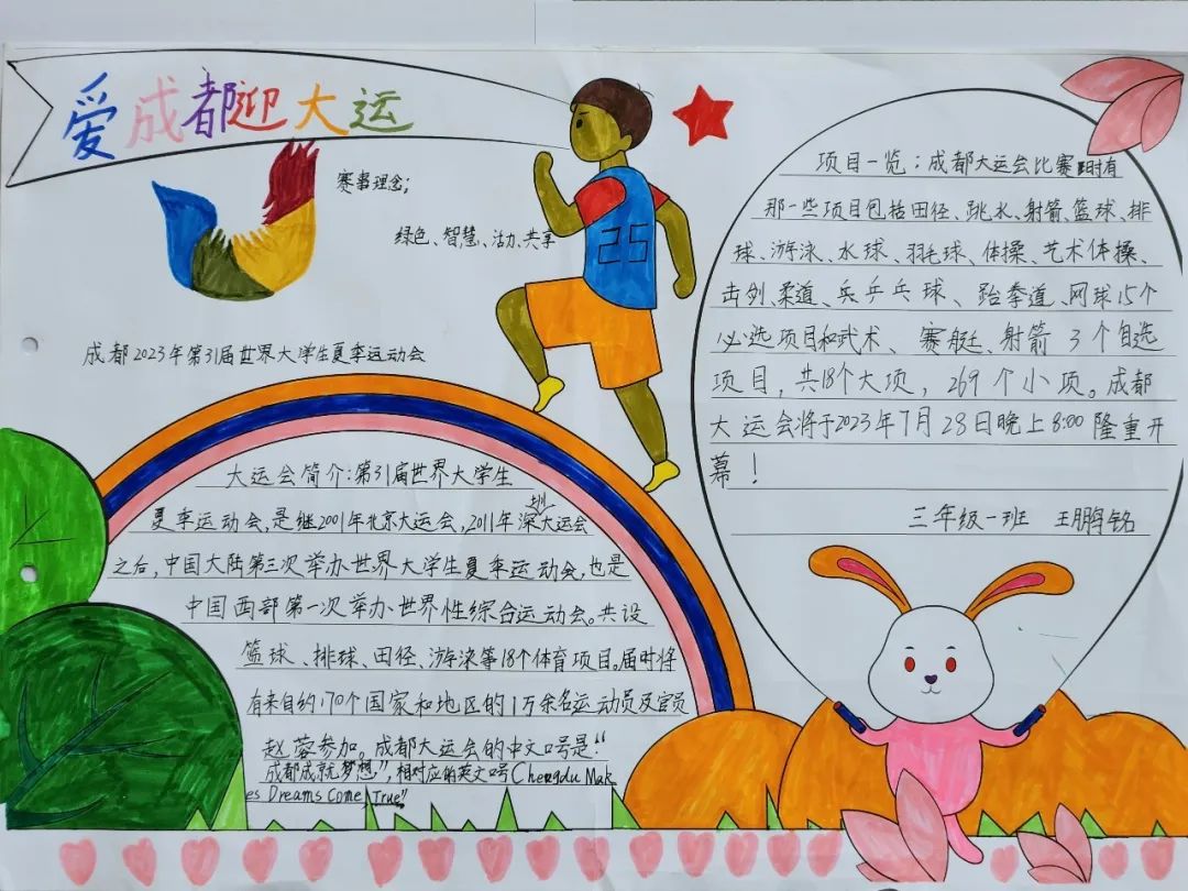 “爱成都 迎大运”成都大运会手抄报图片三年级