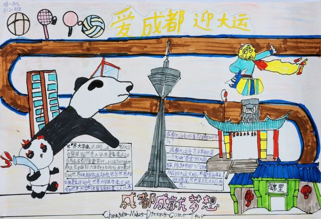 “爱成都 迎大运”成都大运会手抄报图片三年级