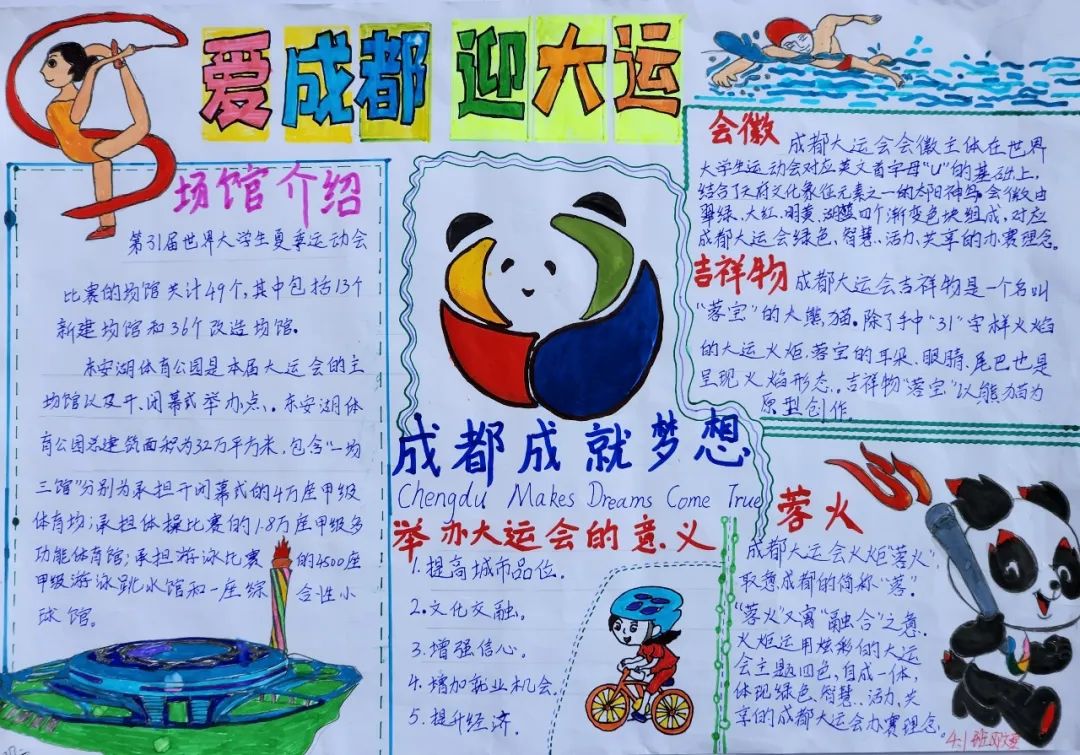 “爱成都 迎大运”成都大运会手抄报图片四年级