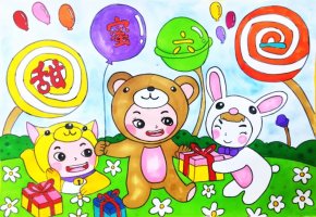 关于六一儿童节的画简单又好画《甜蜜六一》