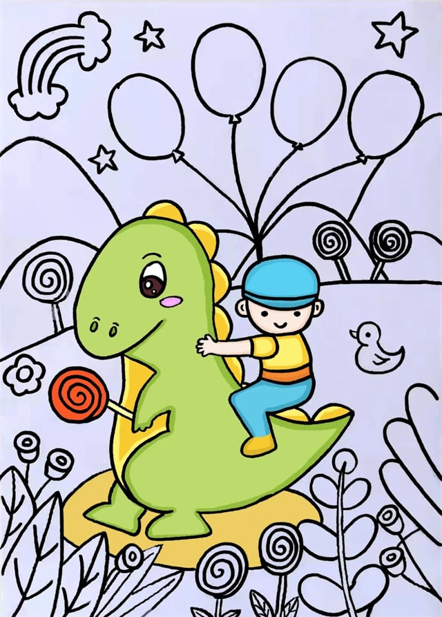 关于庆六一儿童节主题画《快乐童年》