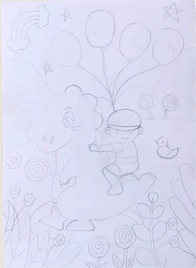 关于庆六一儿童节主题画《快乐童年》