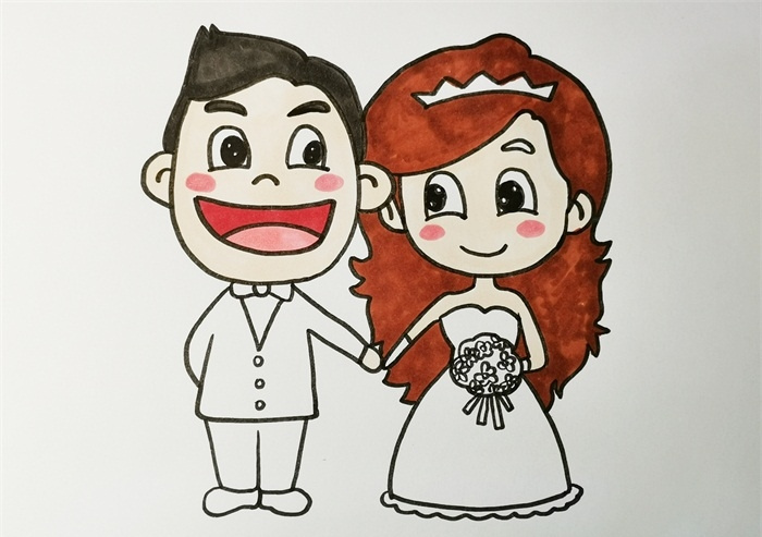 新娘和新郎简笔画怎么画图片教程