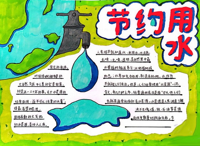 珍爱水资源保护母亲河主题手抄报图片