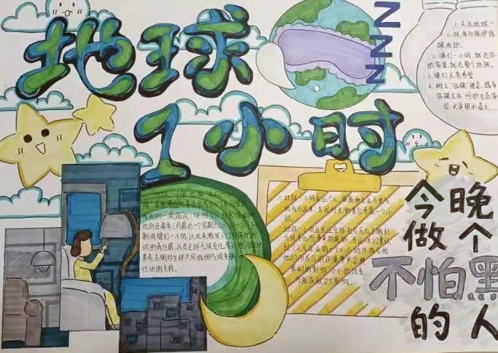 地球一小时活动日手抄报图片