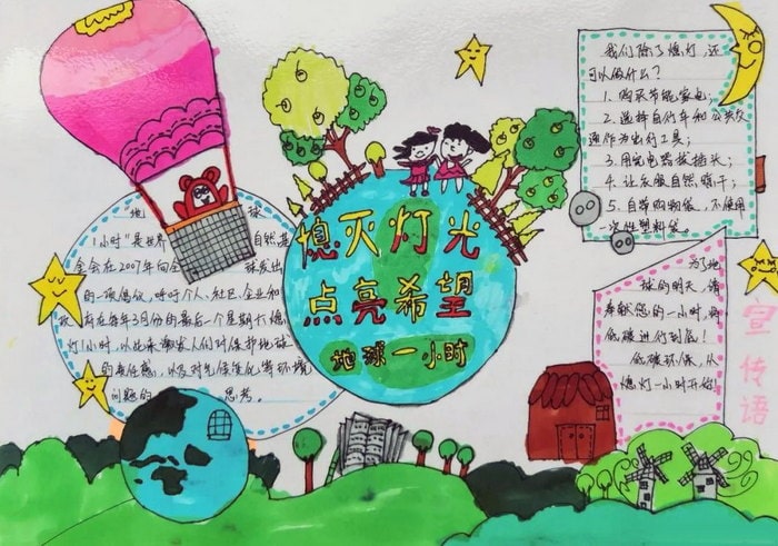 地球一小时活动日手抄报图片