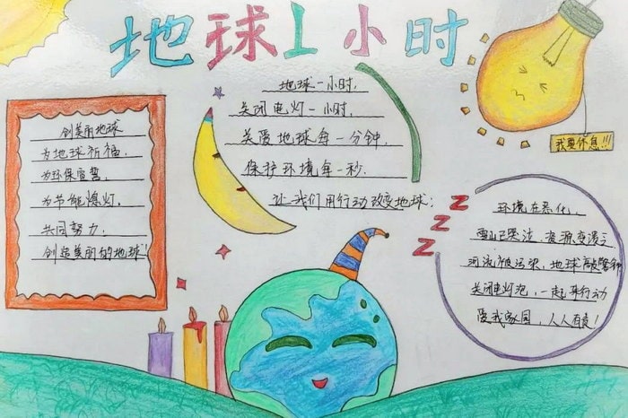 地球一小时活动日手抄报图片