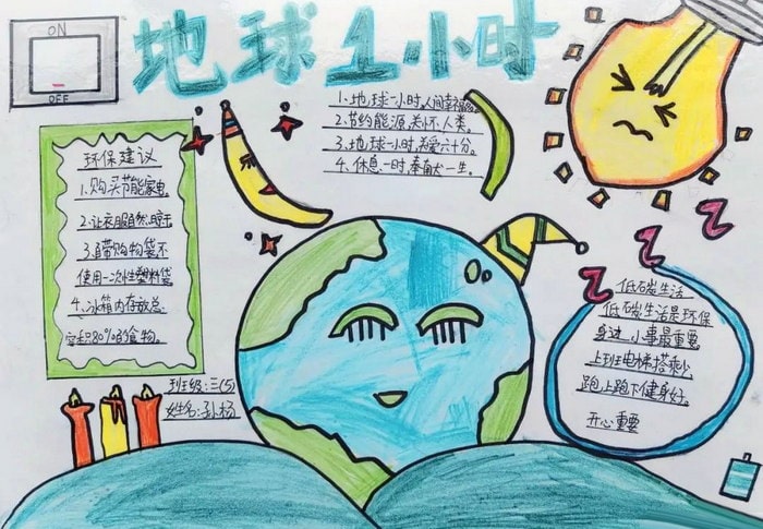 地球一小时活动日手抄报图片