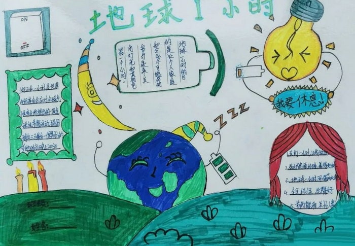 地球一小时活动日手抄报图片