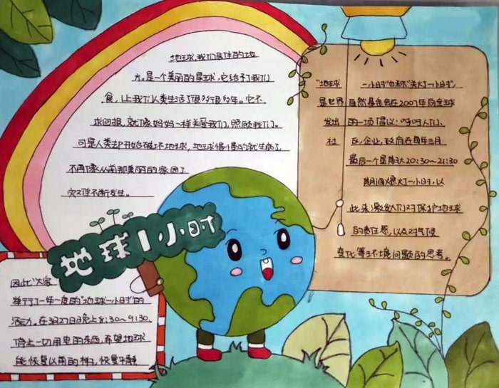 地球一小时活动日手抄报图片