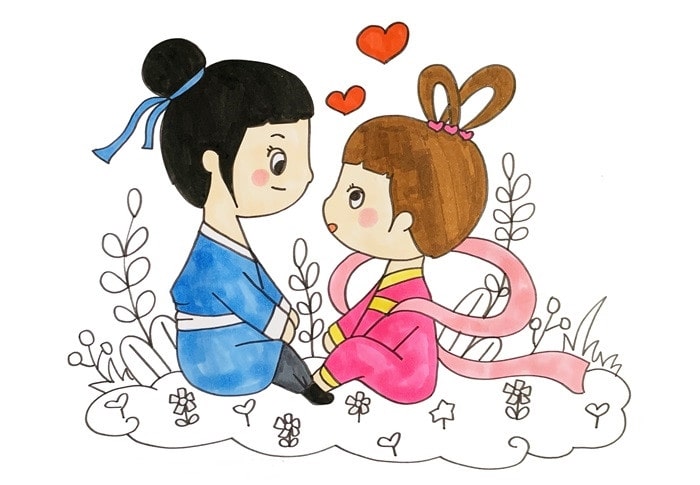 牛郎织女简笔画教程简单又漂亮