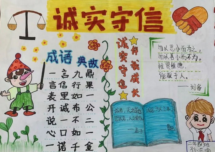 诚信教育手抄报图片简单又好看