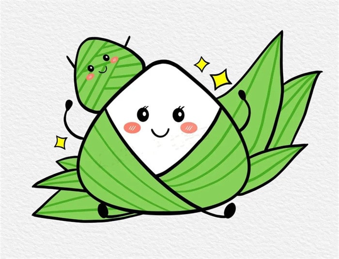 端午节粽子简笔画图片教程可爱