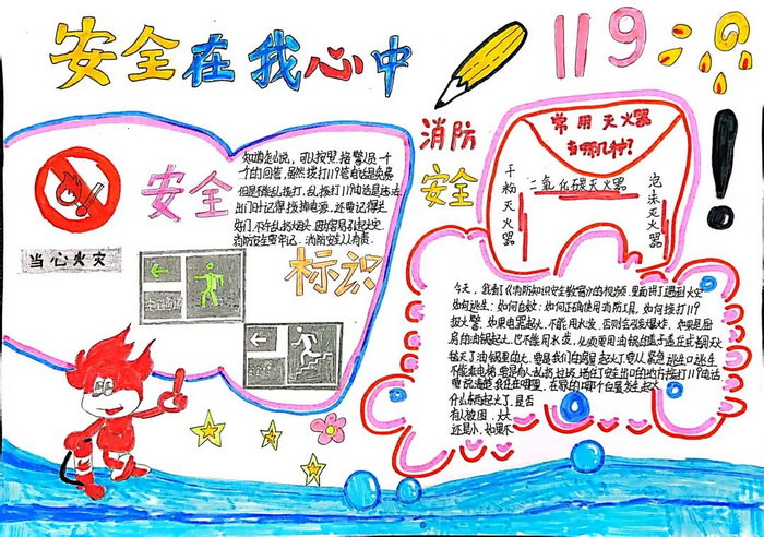 一二三年级消防安全手抄报图片