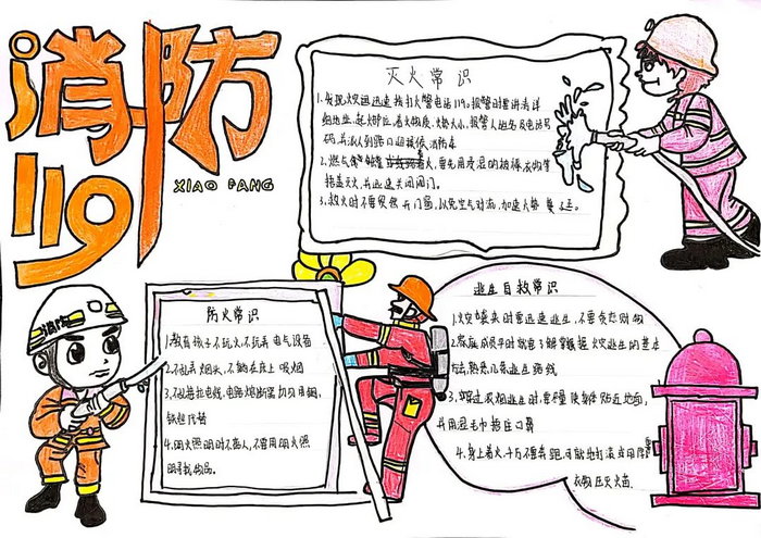 一二三年级消防安全手抄报图片
