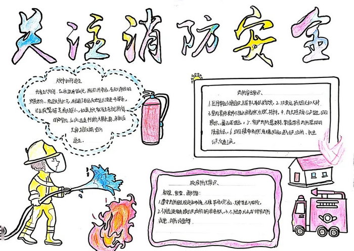 一二三年级消防安全手抄报图片