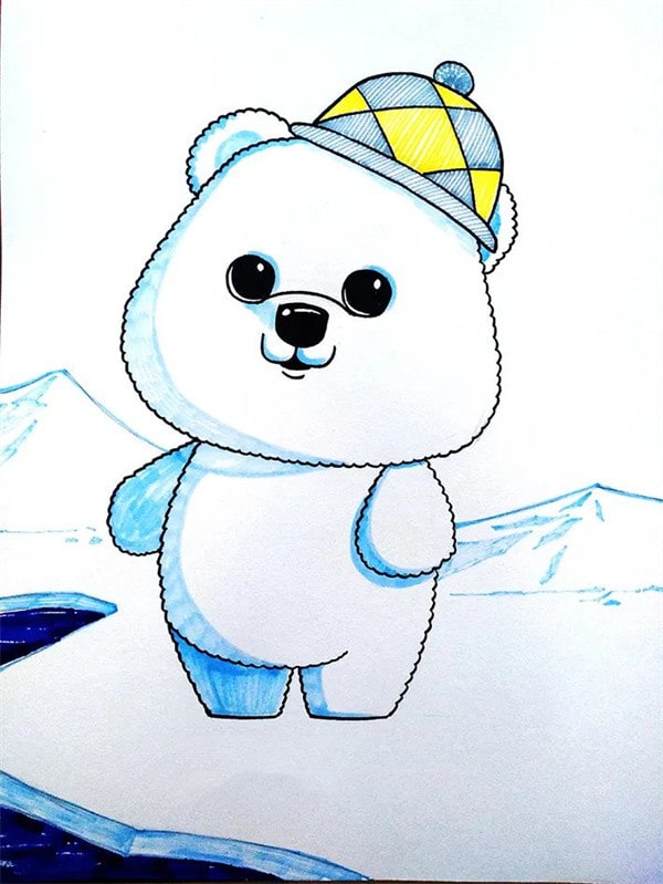 暑期少儿美术课程《极光下的北极熊》