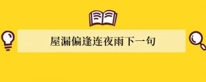 屋漏偏逢连夜雨下一句