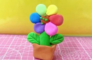 超轻粘土手工制作虹色的花教程
