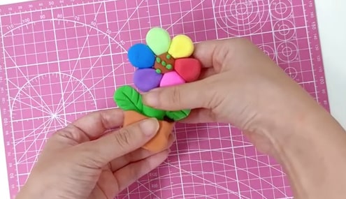 超轻粘土手工制作虹色的花教程