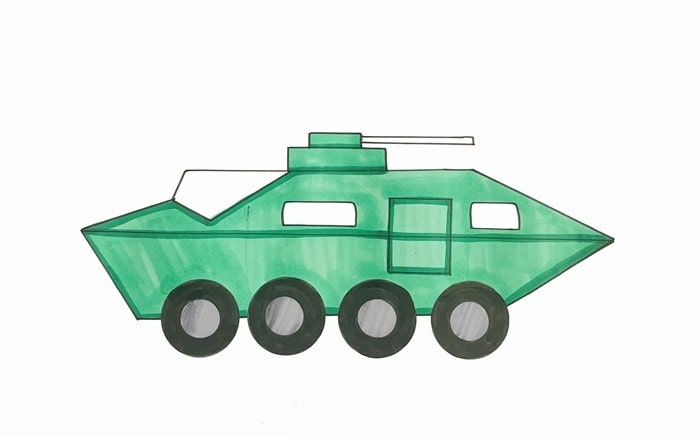 特警战车简笔画怎么画