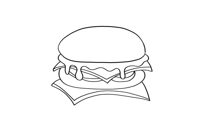 汉堡简笔画画法步骤图片