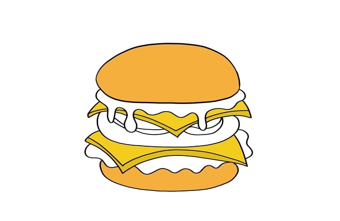 汉堡简笔画画法步骤图片