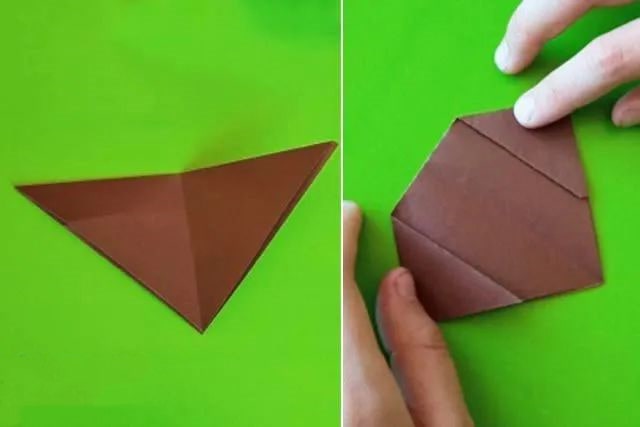 折纸拼贴画在森林里散步的小熊一家