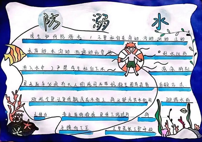 防溺水手抄报图片简单又好画