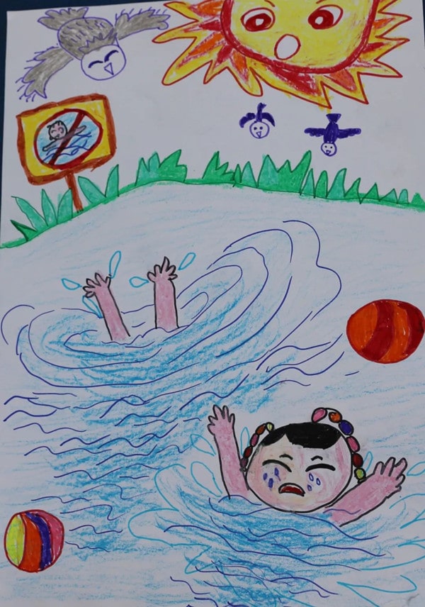 简单防溺水儿童画图片