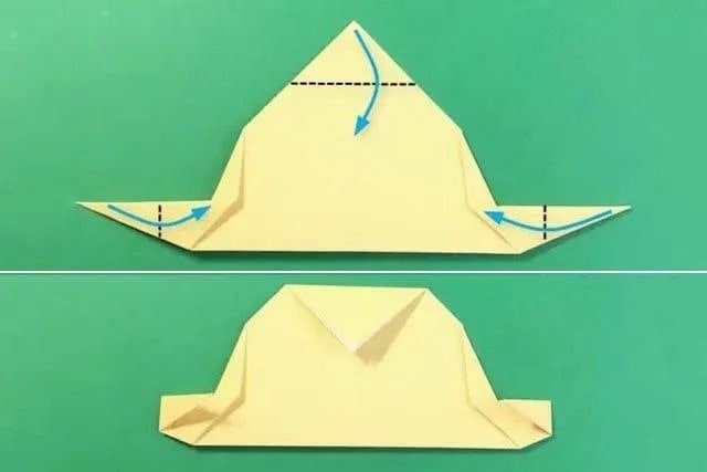 幼儿折纸手工简单：草帽的折叠方法