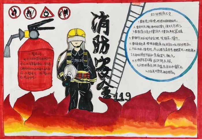 1～3年级消防安全手抄报图片