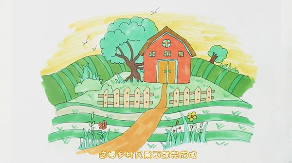 风景简笔画图片带颜色，美丽大自然风景简笔画