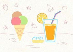 超容易画的夏日元素简笔画，包你学会不学废