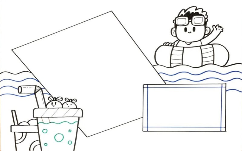 一款清凉的暑假生活手抄报图片教程