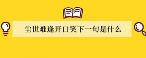 尘世难逢开口笑下一句是什么