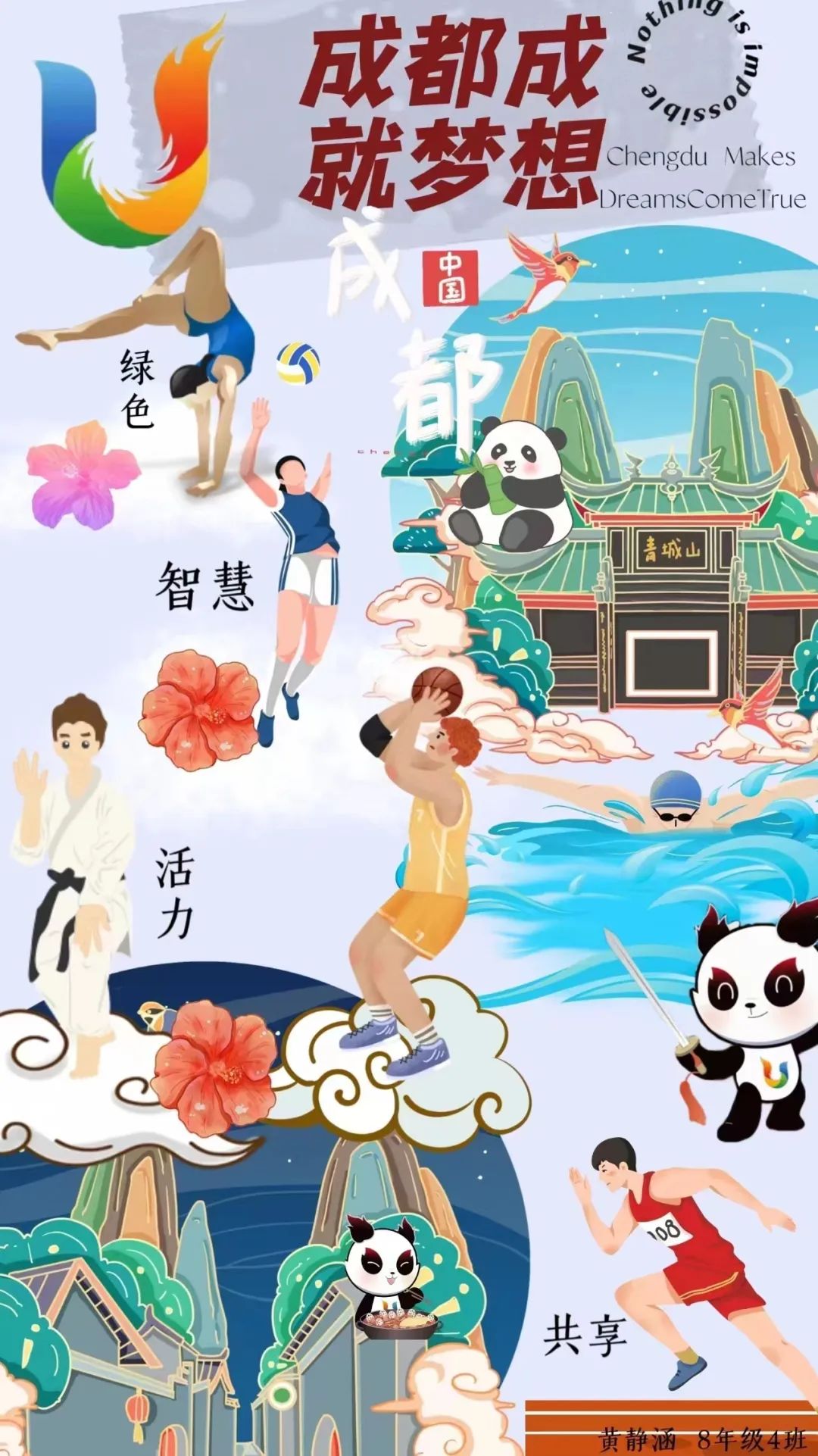 爱成都 迎大运，大运会知识小报手抄报作品