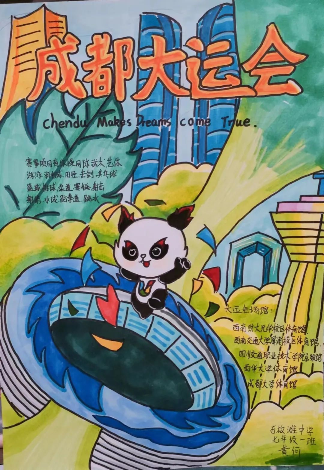 爱成都 迎大运，大运会知识小报手抄报作品
