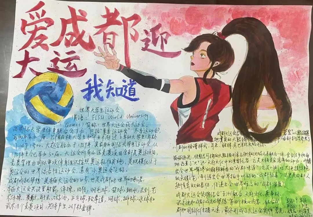 爱成都 迎大运，大运会知识小报手抄报作品