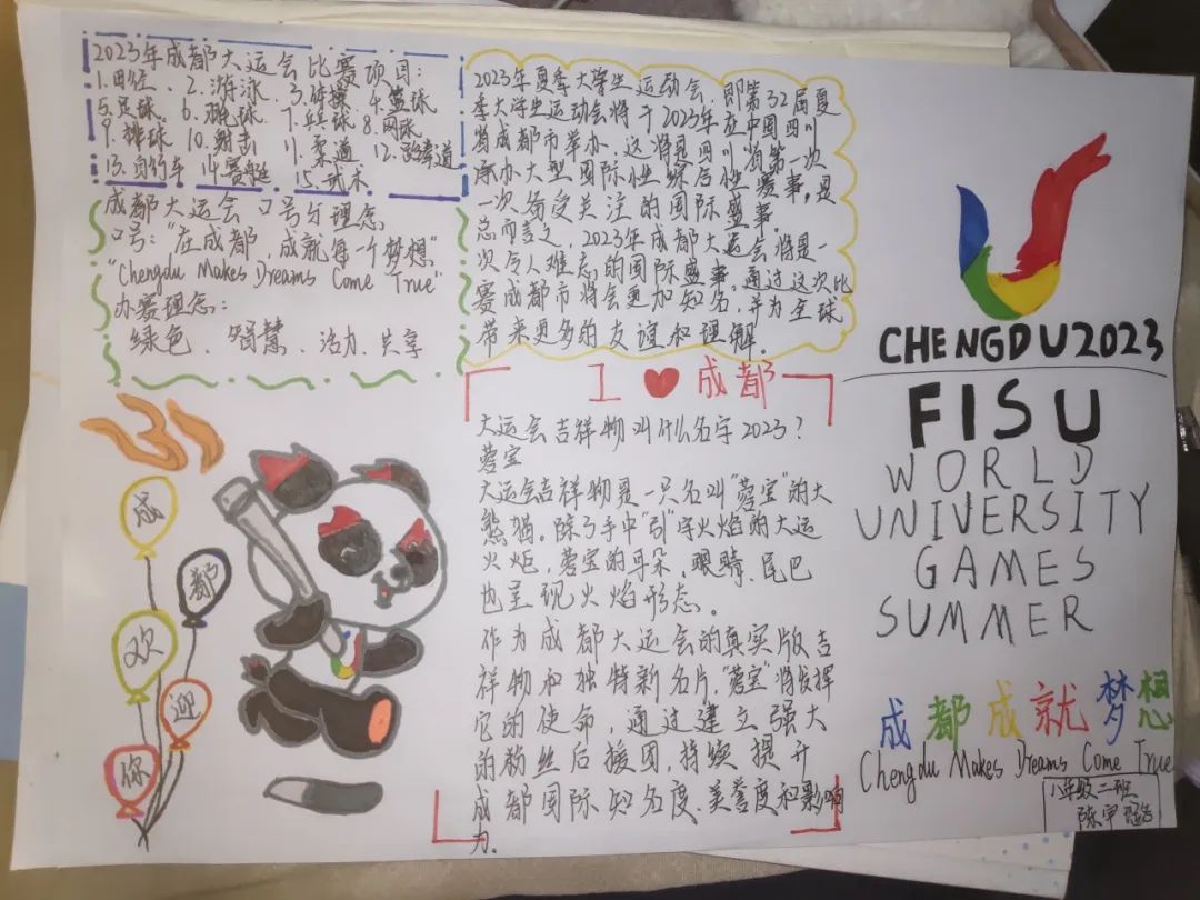 爱成都 迎大运，大运会知识小报手抄报作品