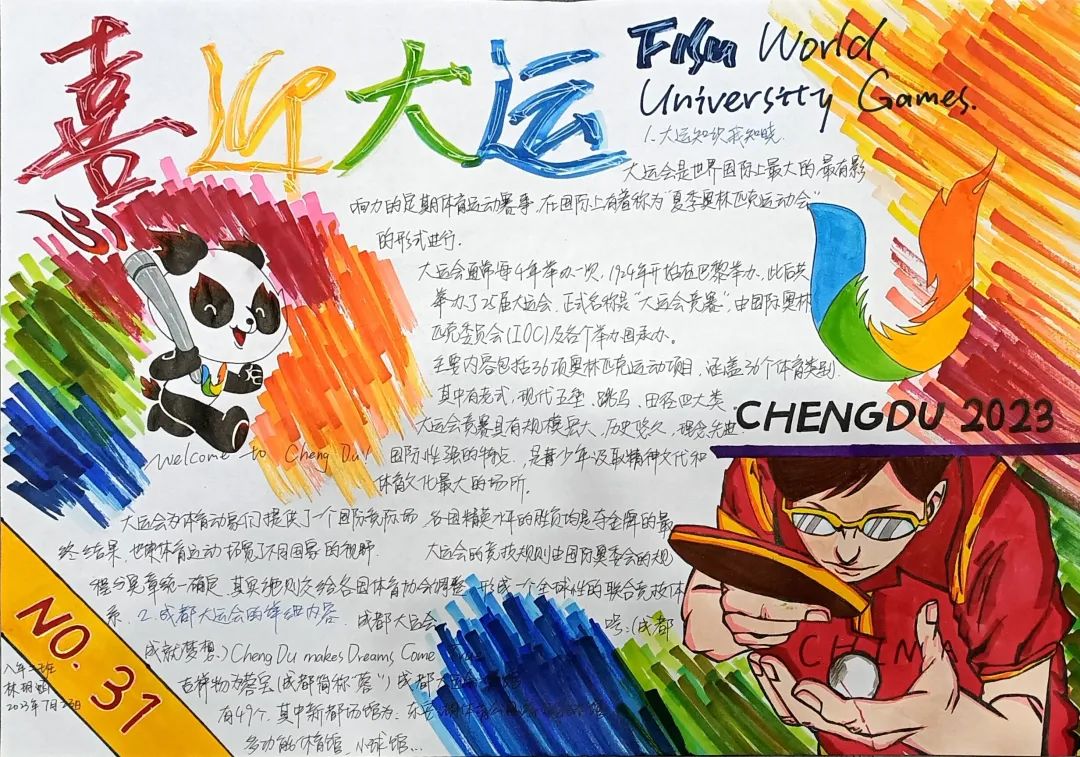 爱成都 迎大运，大运会知识小报手抄报作品