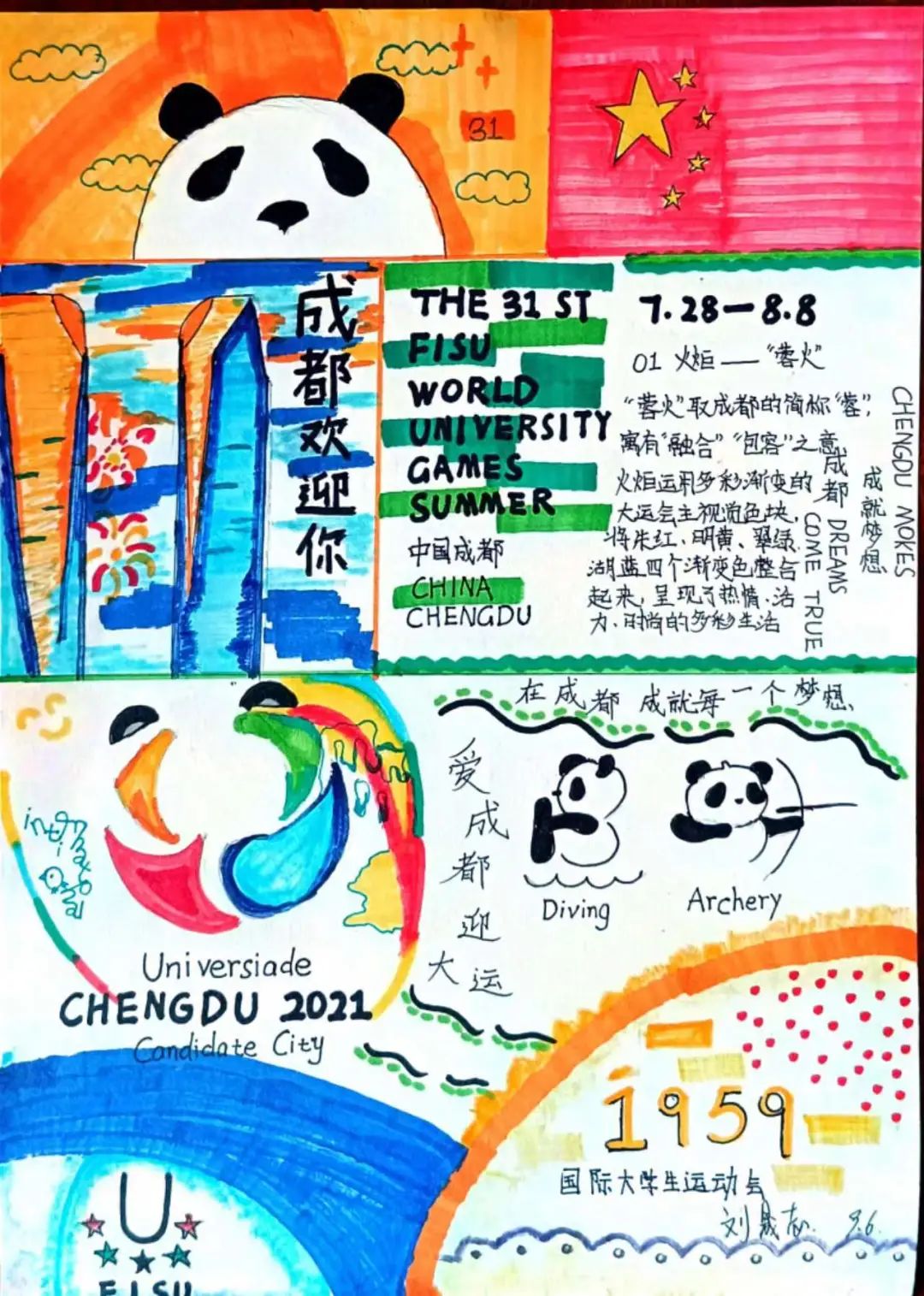 爱成都 迎大运，大运会知识小报手抄报作品