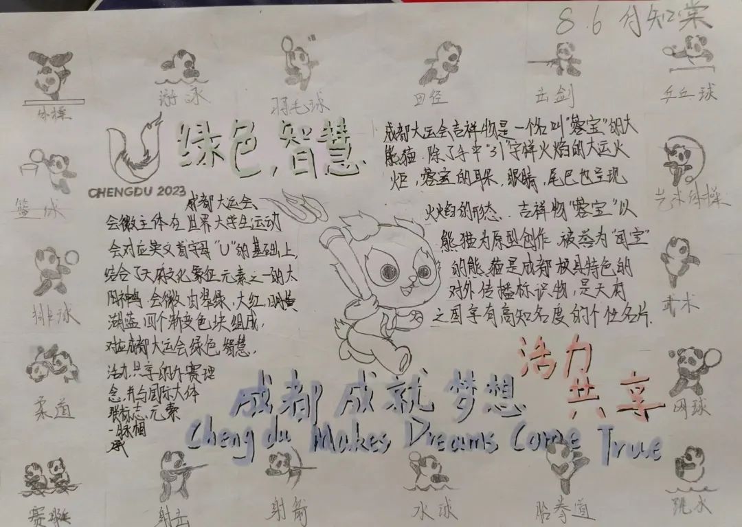 爱成都 迎大运，大运会知识小报手抄报作品