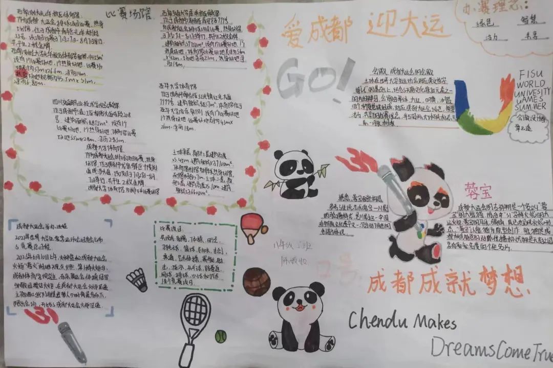 爱成都 迎大运，大运会知识小报手抄报作品