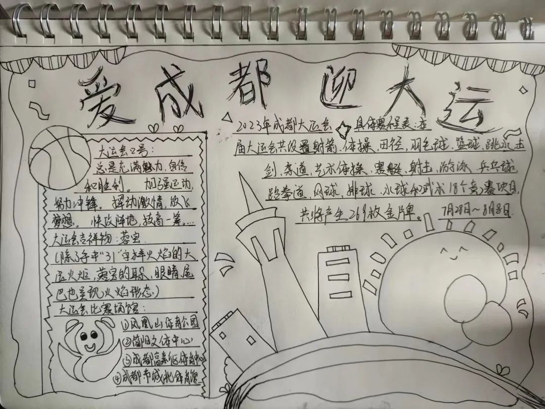 爱成都 迎大运，大运会知识小报手抄报作品