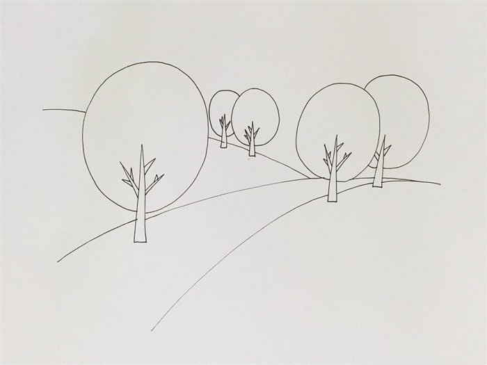 秋天的风景简笔画带颜色