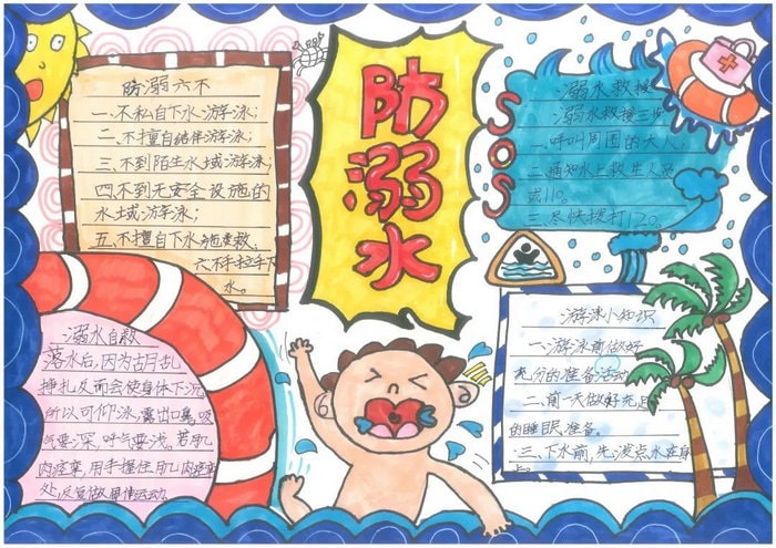 预防溺水手抄报图片简单又漂亮